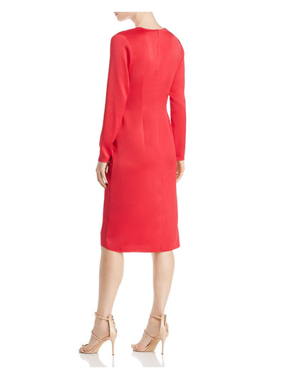 Jaygodfrey Womens Red Long Sleeve V Neck Above The Knee Evening Dress 8