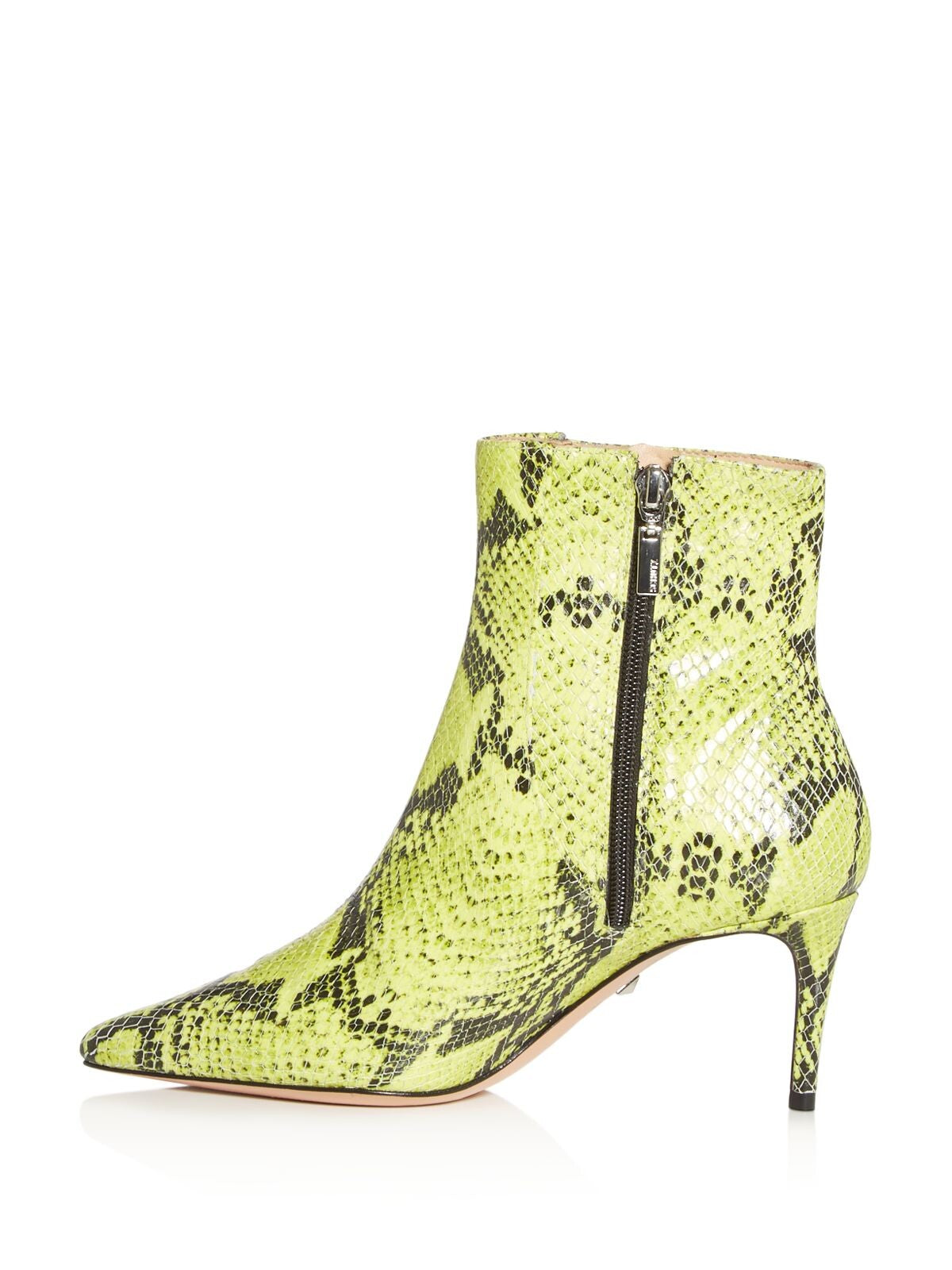 SCHUTZ Womens Green Snake Print Padded Bette Pointed Toe Kitten Heel Zip-Up Leather Booties 7.5 B