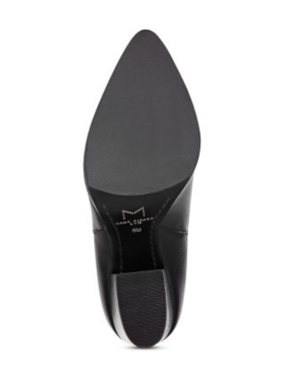 MARC FISHER LTD Womens Black Heel Pull-Tab Goring Padded Alva Pointed Toe Stacked Heel Slip On Leather Booties M