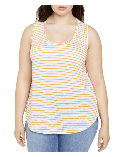 SANCTUARY Womens Stretch Sleeveless Curved Hem Scoop Neck Tank Top