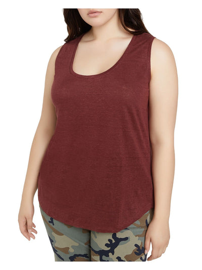 SANCTUARY Womens Brown Heather Sleeveless Scoop Neck Tank Top Plus 2X