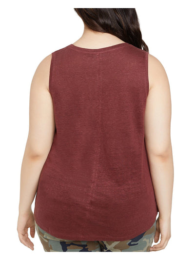 SANCTUARY Womens Brown Heather Sleeveless Scoop Neck Tank Top Plus 2X