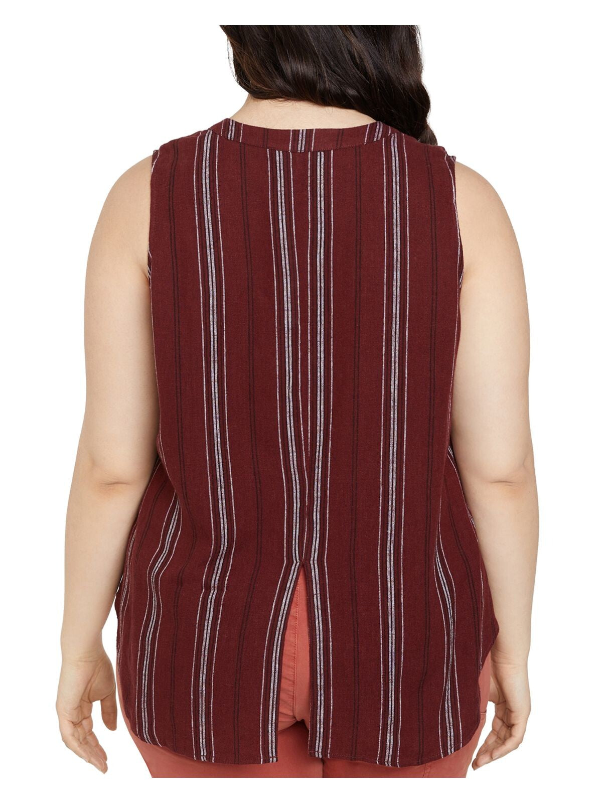 SANCTUARY Womens Darted Sleeveless Button Up Round Hem Vented Split Tank Top
