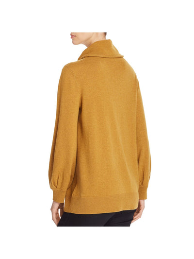 EILEEN FISHER Womens Gold Merino Blend Ribbed Cuffed Long Sleeve Turtle Neck Wear To Work Top XXS