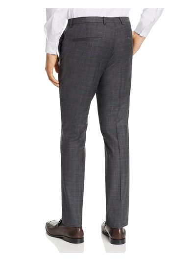 HUGO BOSS Mens Hesten Glen Gray Flat Front, Plaid Extra Slim Fit Wool Blend Suit Separate 36R