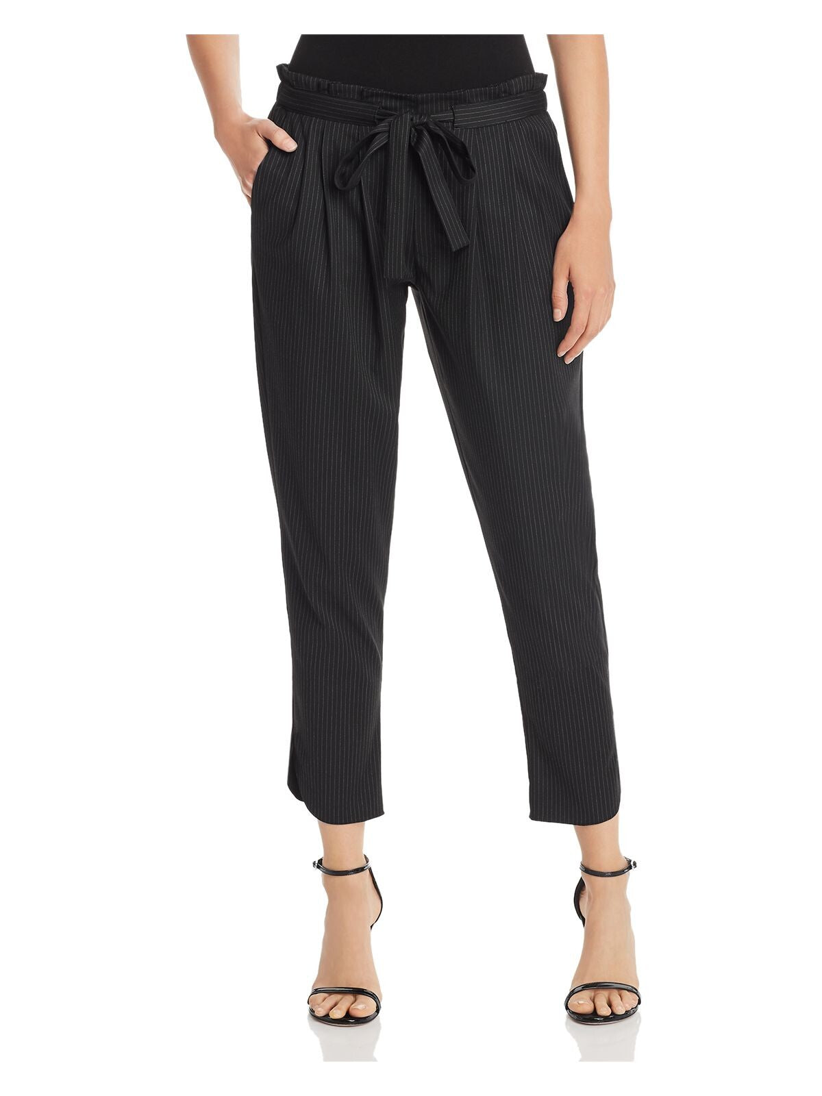 RAMY BROOK Womens Black Pinstripe Cropped Pants Size: XS