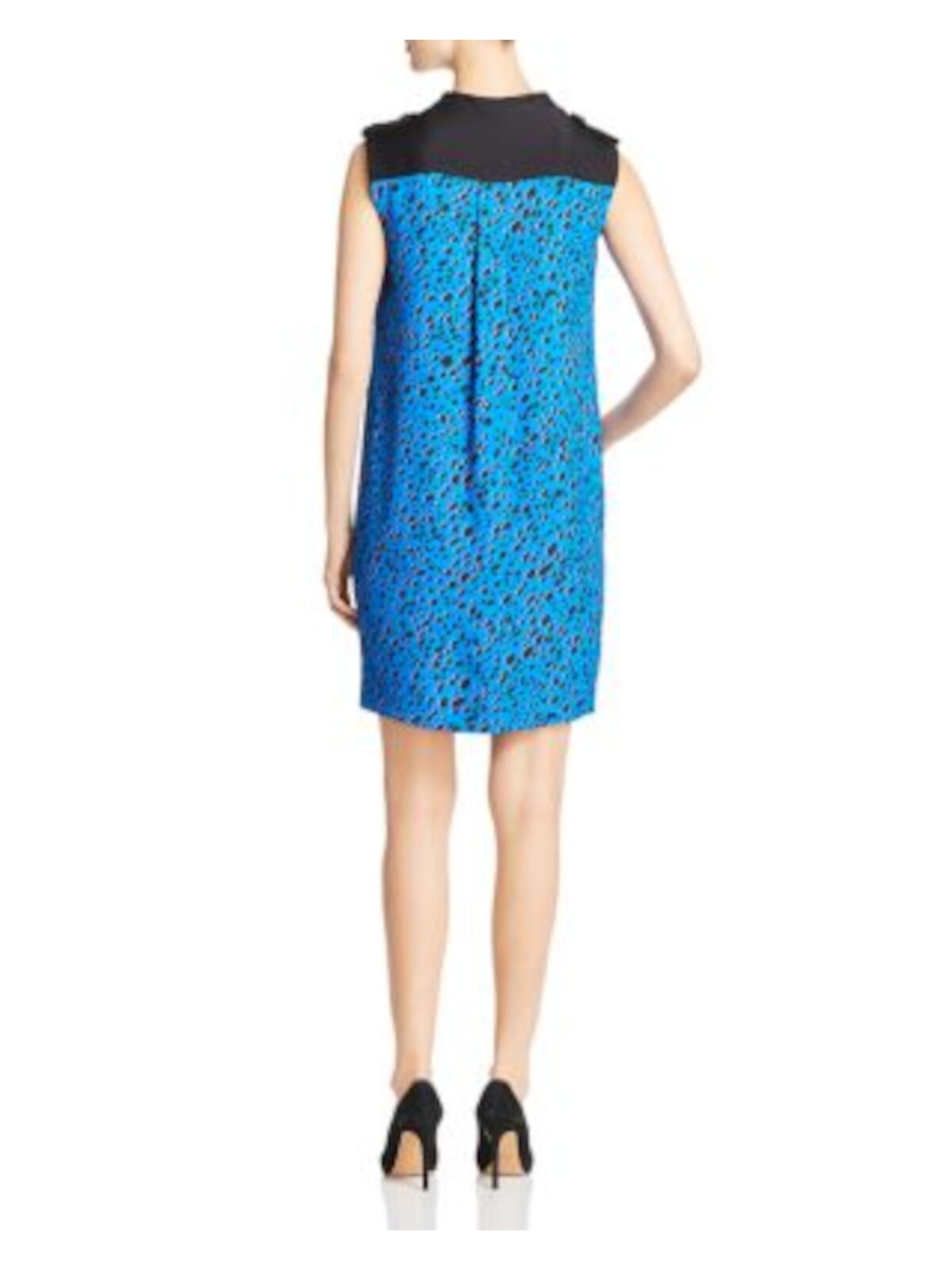 ESCADA Womens Blue Printed Sleeveless V Neck Above The Knee Wear To Work Sheath Dress 38