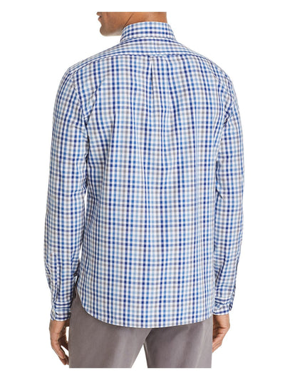 The Mens store Mens Blue Gingham Long Sleeve Classic Fit Button Down Casual Shirt 2XL