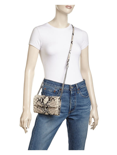 REBECCA MINKOFF Women's Beige Snake Print Faux Leather Chain Strap Crossbody Wallet