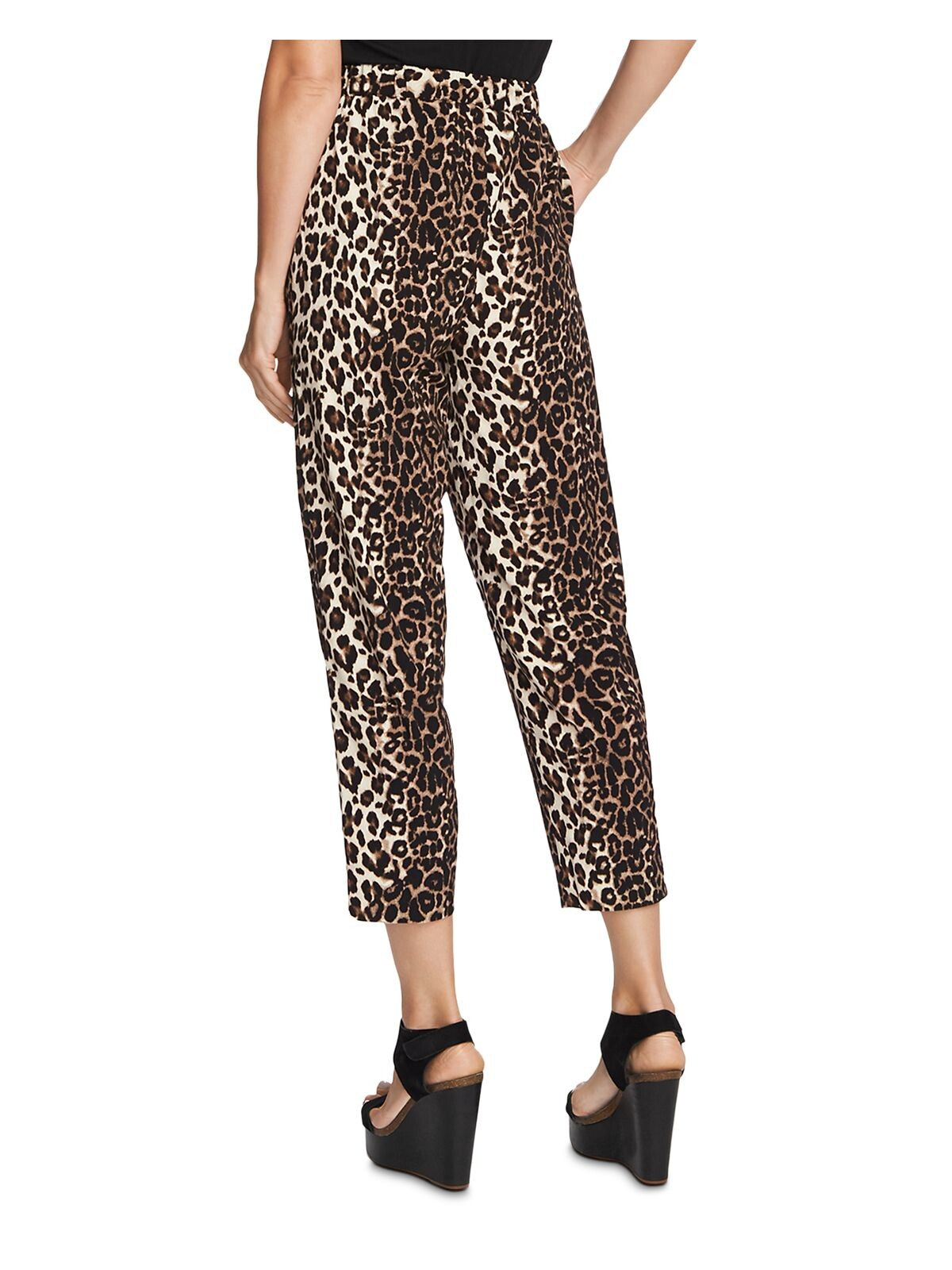 VINCE CAMUTO Womens Black Animal Print Straight leg Pants XXL