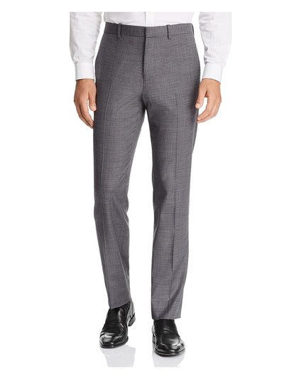 THEORY Mens Gray Flat Front, Check Classic Fit Suit Separate 30