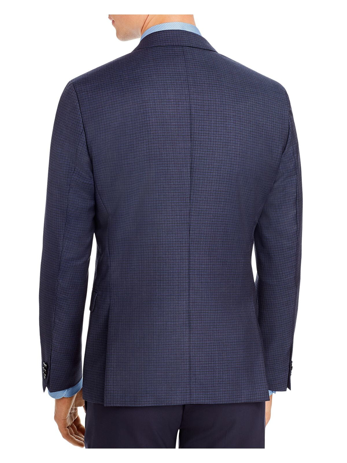 HUGO BOSS Mens Navy Single Breasted, Multi-Check Blazer Jacket 38R