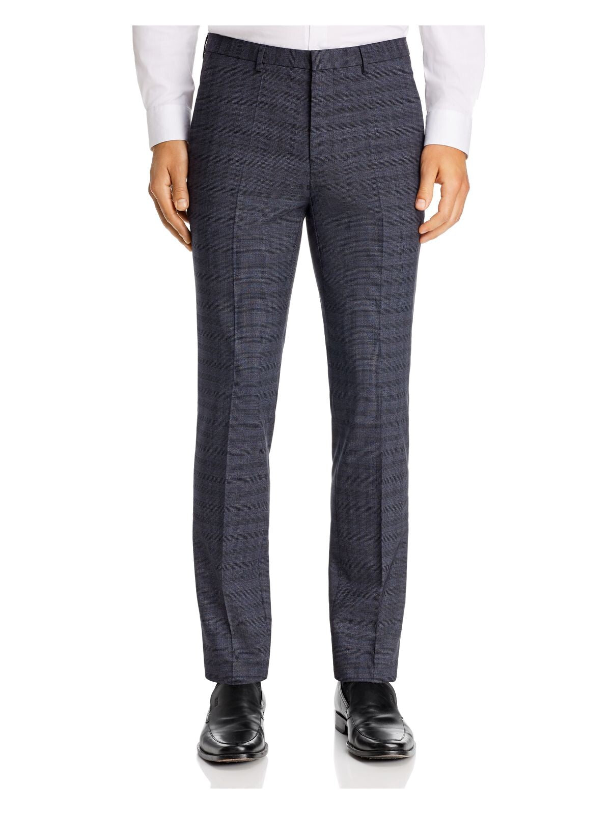 HUGO BOSS Mens Navy Windowpane Plaid Pants 34R