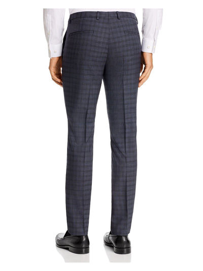 HUGO BOSS Mens Navy Windowpane Plaid Pants 36R