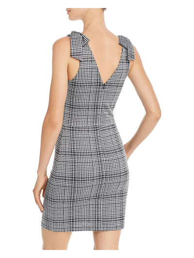 AQUA Womens Black Houndstooth Sleeveless Mini Body Con Party Dress Size: S