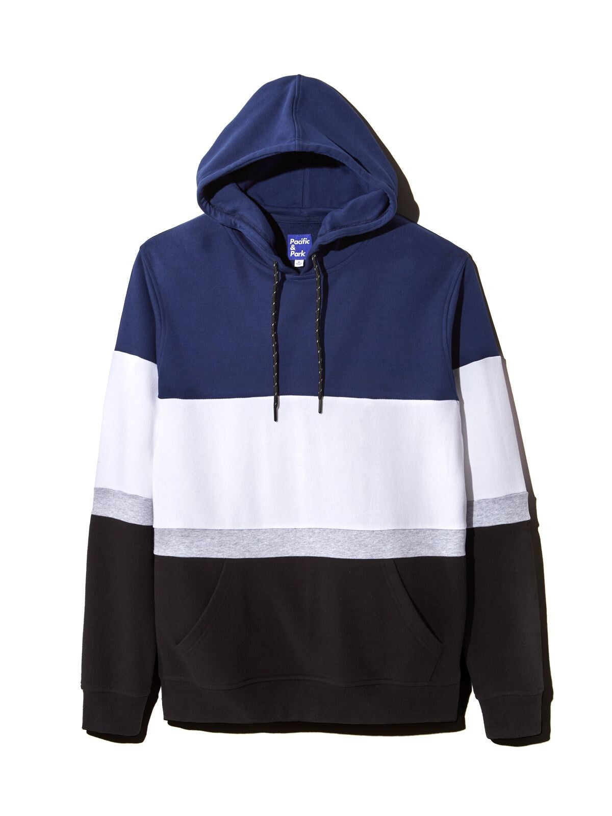 Pacific and Park Mens Navy Color Block Classic Fit Draw String Hoodie S