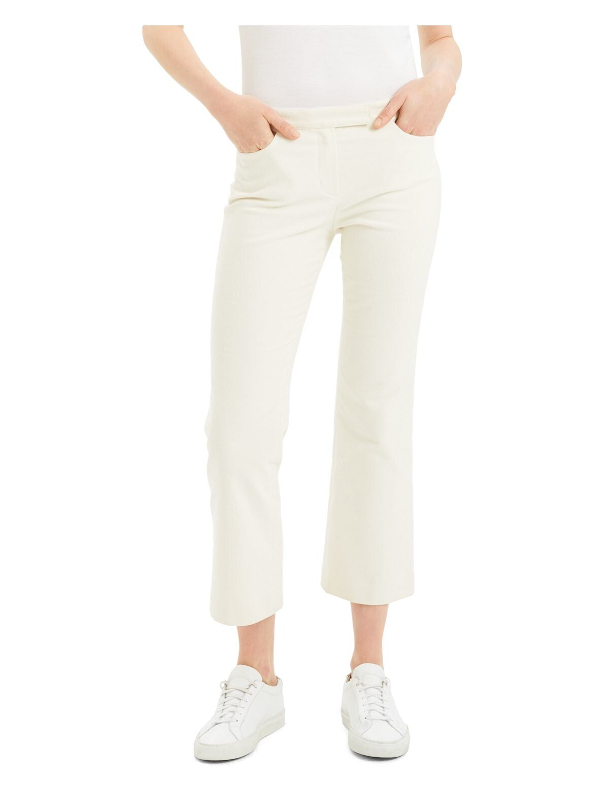 THEORY Womens Ivory Zippered Pocketed Evening Cropped Pants 12