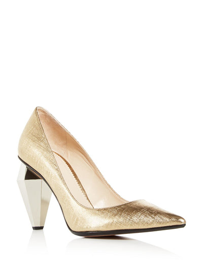 MARC BY MARC JACOBS Womens Gold Comfort Metallic The Pump Pointed Toe Sculpted Heel Slip On Leather Dress Pumps Shoes 39