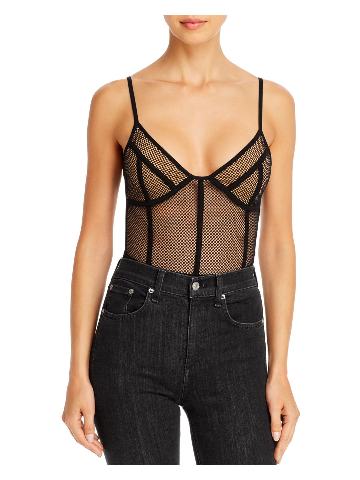 TIGER MIST Womens Black Intimates Bodysuit L