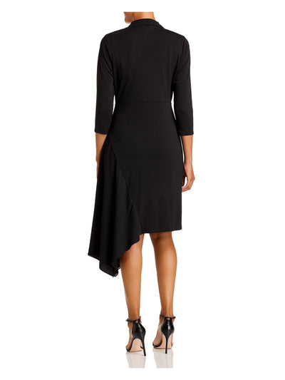DONNA KARAN Womens 3/4 Sleeve Scoop Neck Above The Knee Formal Hi-Lo Dress