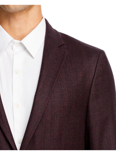 THEORY Mens Gansevoort Maroon Single Breasted, Slim Fit Wool Blend Suit Separate Blazer Jacket 42L