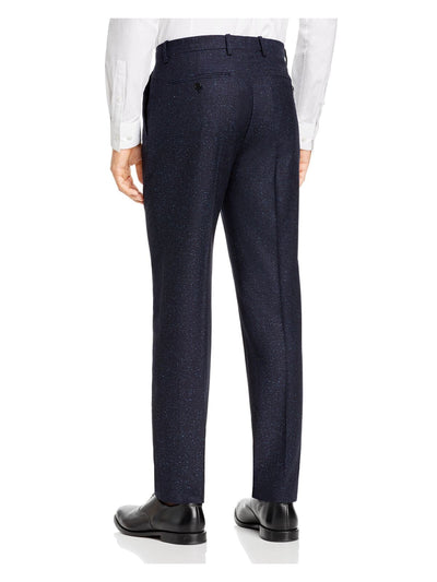 THEORY Mens Mayer Bowen Navy Flat Front, Tapered, Speckle Classic Fit Pants 33