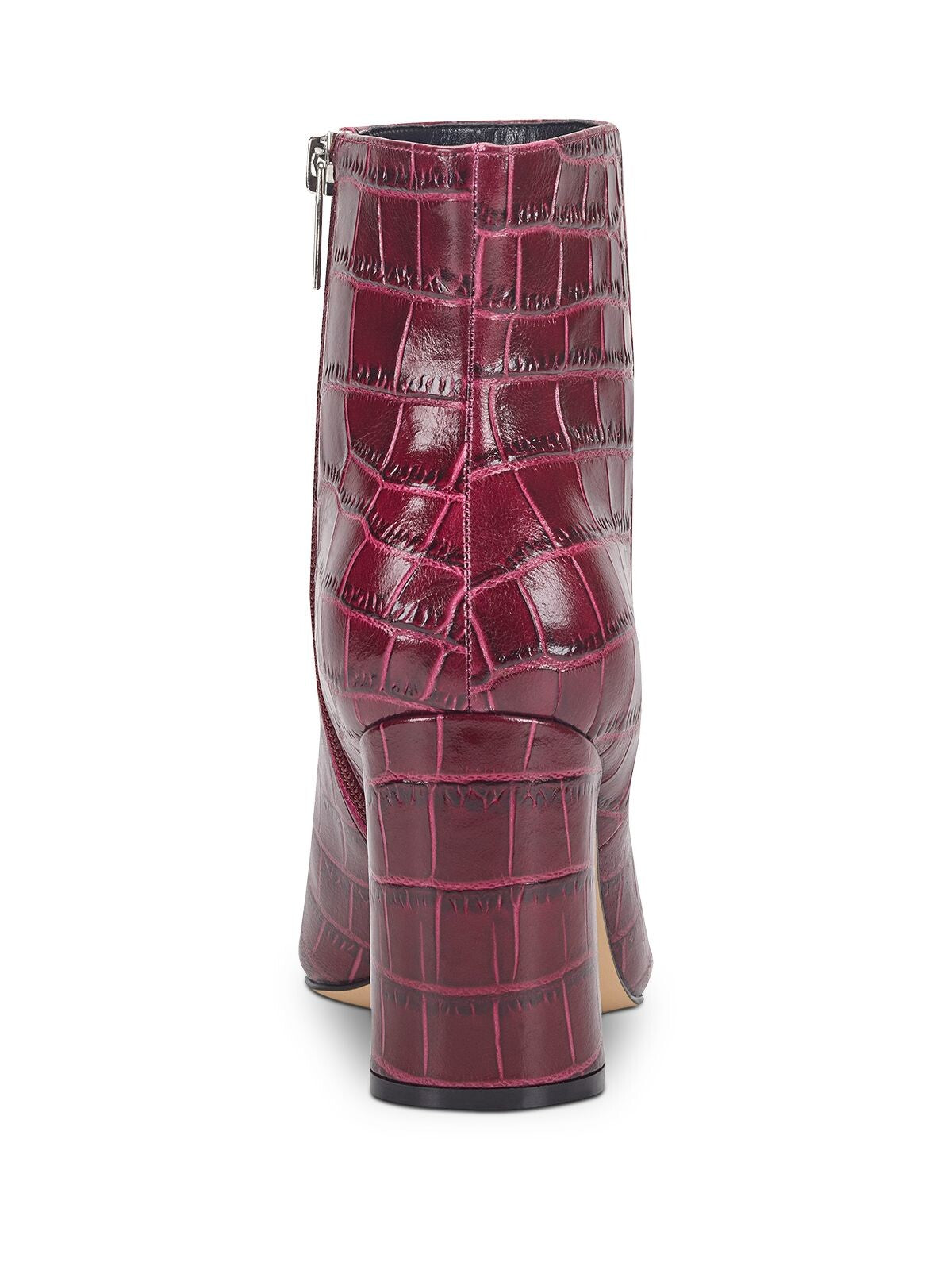 MARC FISHER Womens Burgundy Crocodile Daith Pointed Toe Block Heel Zip-Up Leather Dress Booties 8 M