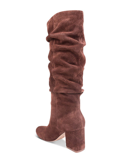 SPLENDID Womens Mahogany Brown Padded Phoenix Almond Toe Block Heel Leather Slouch Boot 8