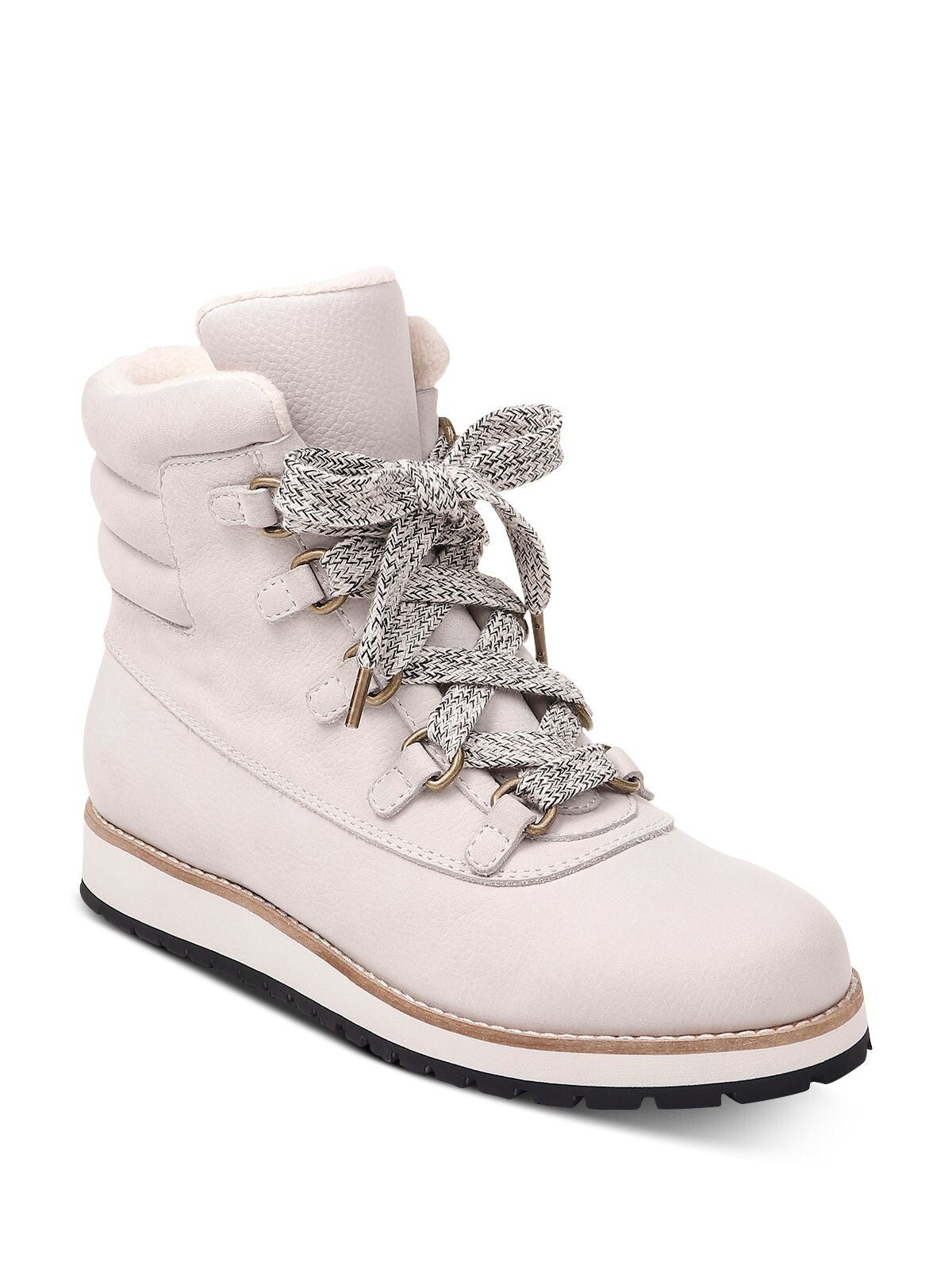 SPLENDID Womens White Padded Treaded Potter Round Toe Wedge Lace-Up Hiking Boots 6