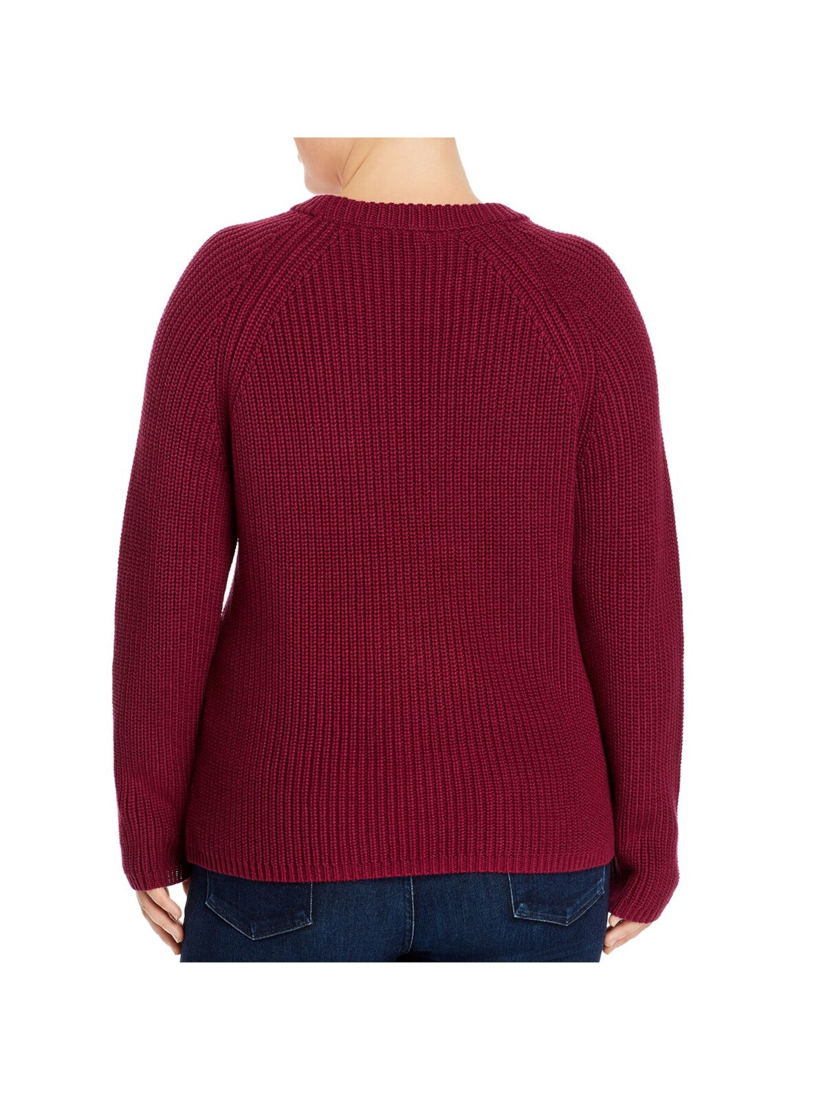 AQUA CURVE Womens Ribbed Long Raglan-sleeve Crew Neck Sweater