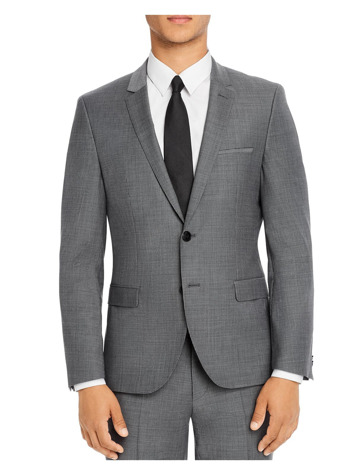 HUGO BOSS Mens Gray Single Breasted, Stretch, Extra Slim Fit Suit Separate Blazer Jacket 36R