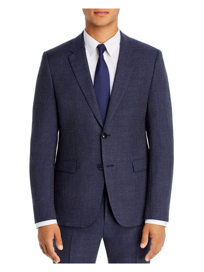 HUGO BOSS Mens Astian Melange Navy Single Breasted, Slim Fit Wool Blend Suit Separate Blazer Jacket 42L