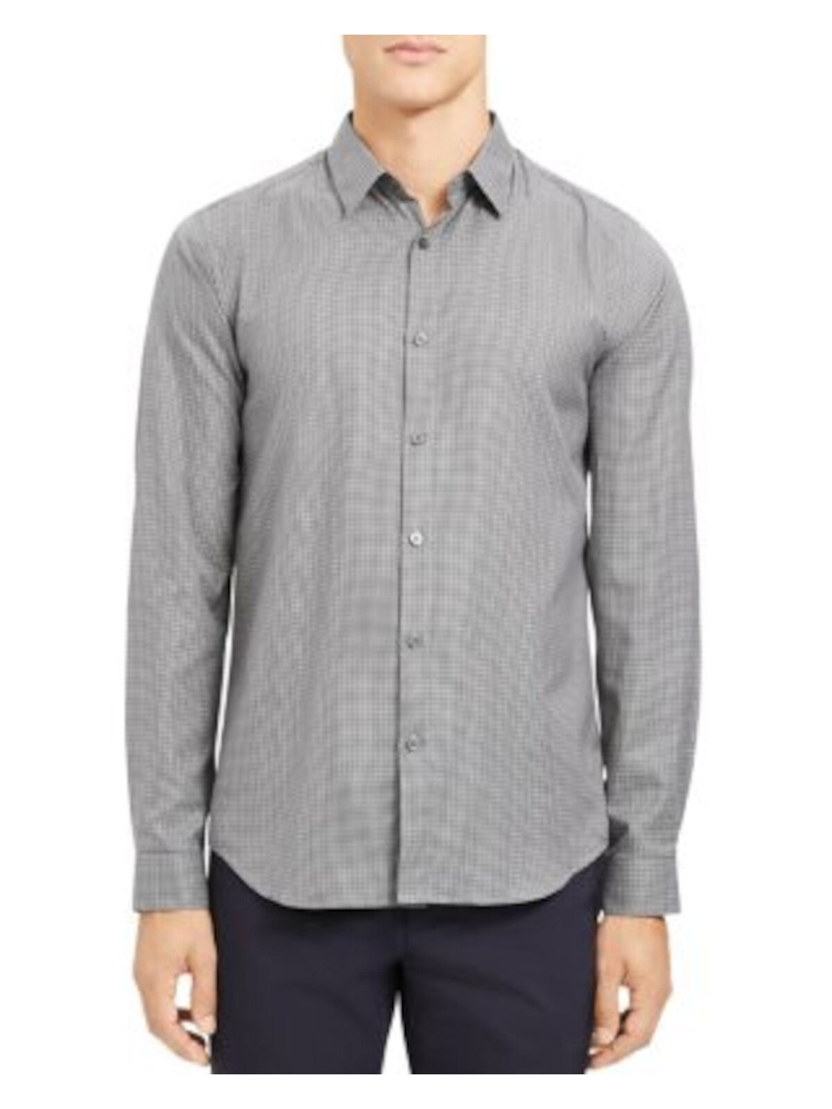 THEORY Mens Gray Check Long Sleeve Collared Slim Fit Button Down Shirt XXL