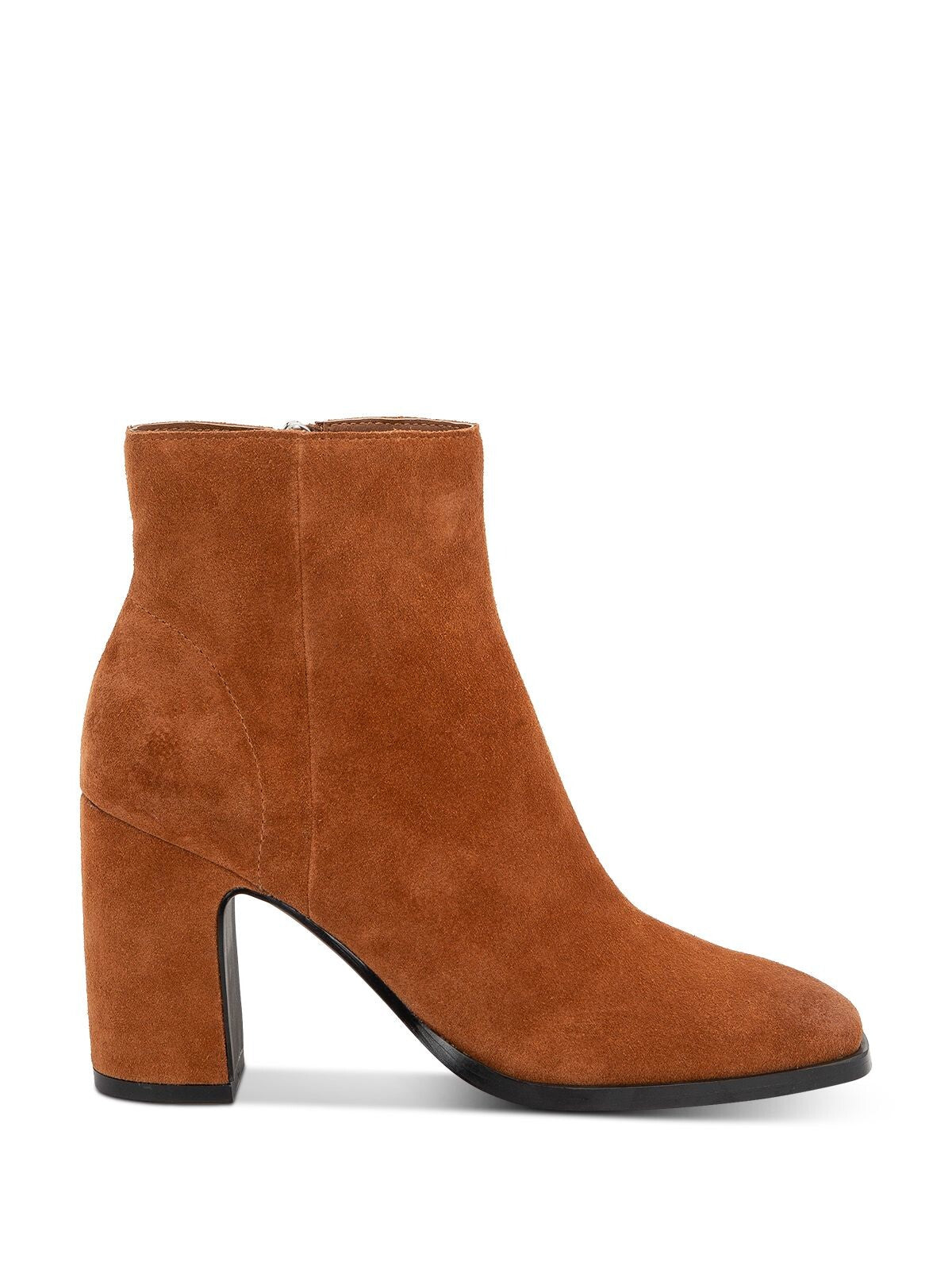 DOLCE VITA Womens Brown Cushioned Fiola Square Toe Block Heel Zip-Up Leather Booties 8.5