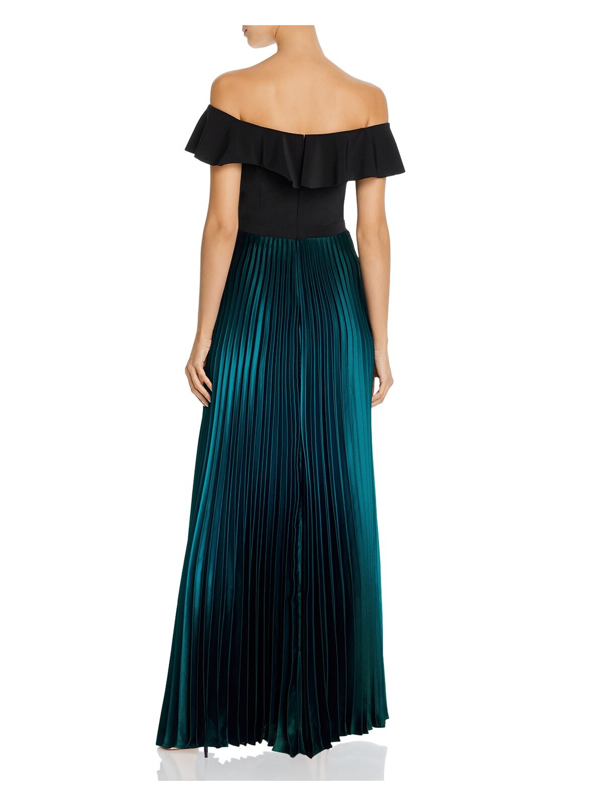 AQUA Womens Black Ombre Off Shoulder Maxi Evening Pleated Dress 0