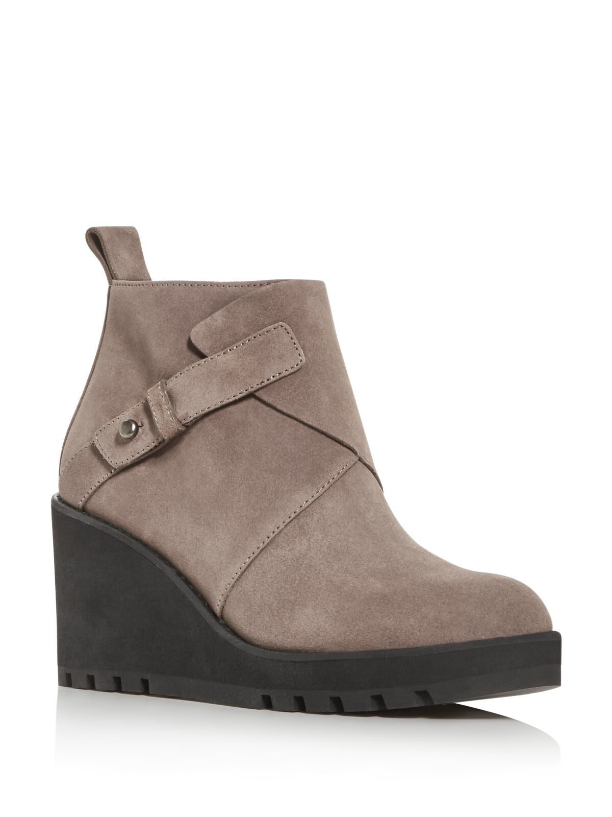 EILEEN FISHER Womens Mongoose Beige 1" Platform Strap Accent Lug Sole Comfort Tinker Round Toe Wedge Zip-Up Leather Booties 9 M