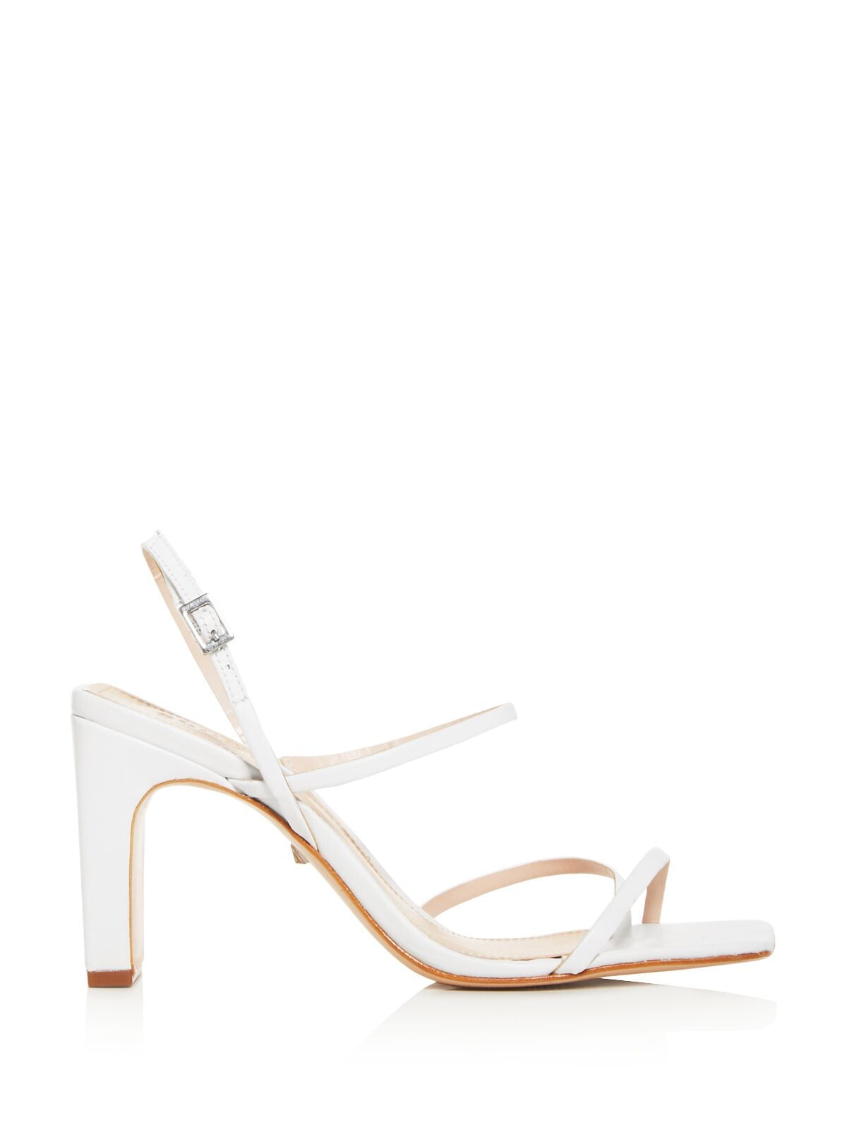 SCHUTZ Womens White Strappy Comfort Amaia Square Toe Block Heel Buckle Leather Dress Slingback Sandal 10 B