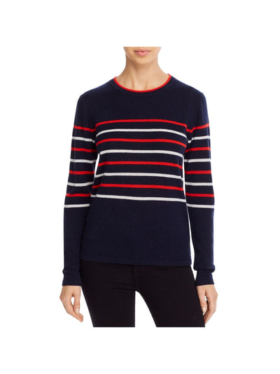 MINNIEROSE Womens Navy Striped Long Sleeve Crew Neck Sweater S