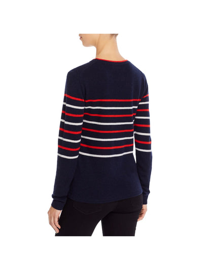 MINNIEROSE Womens Navy Striped Long Sleeve Crew Neck Sweater M