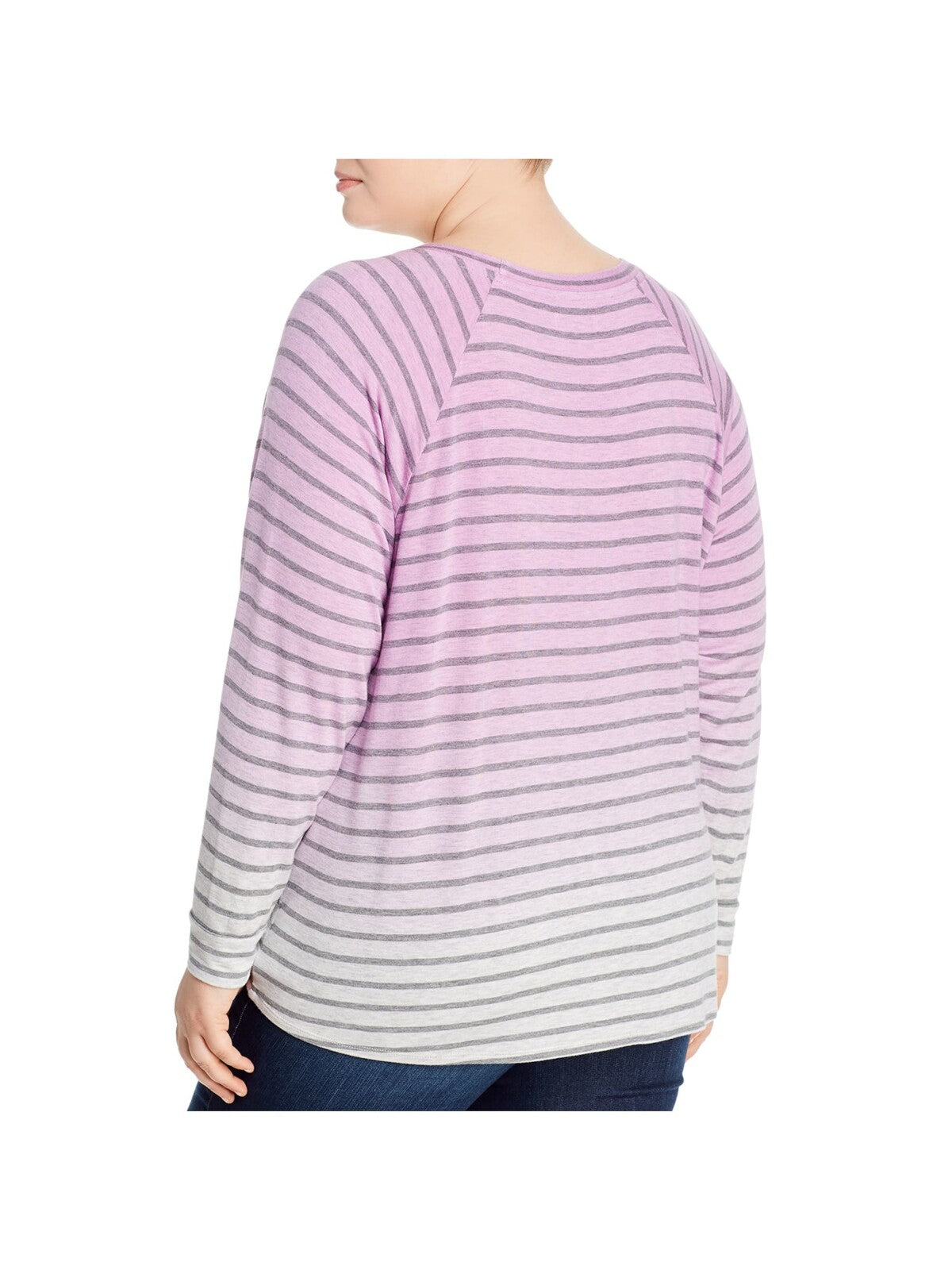 CUPIO Womens Purple Stretch Long Sleeve Scoop Neck Top Plus 2X