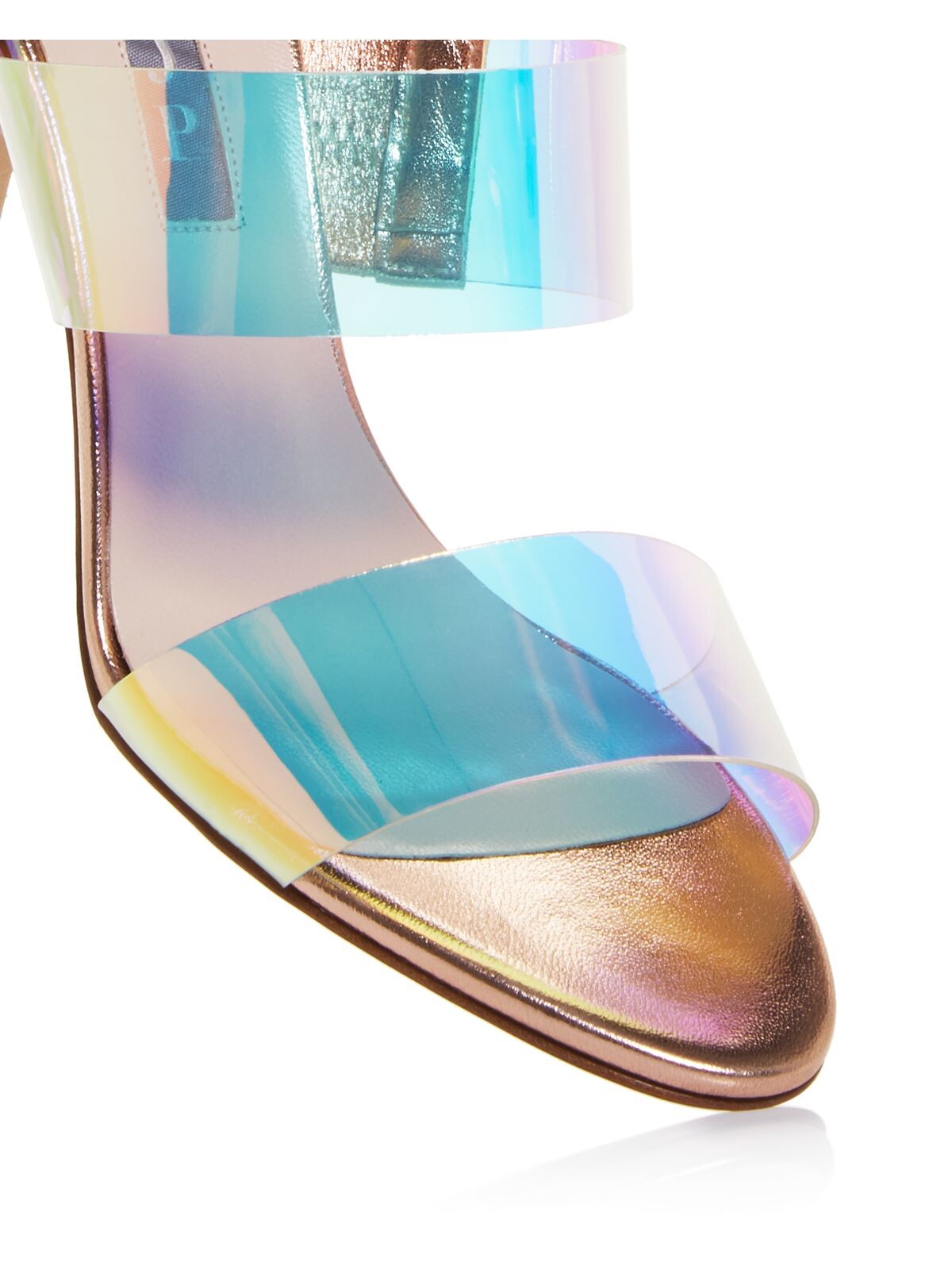 SJP Womens Pink Iridescent Padded Metallic Fling Almond Toe Stiletto Slide Sandals 36.5