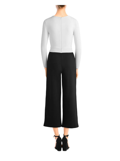BAILEY44 Womens White Belted Long Sleeve V Neck Evening Wide Leg Jumpsuit L