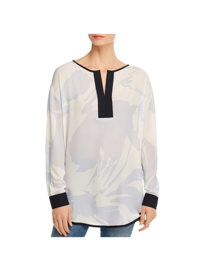 LYSSE Womens Long Sleeve Split Curved Hem Wear To Work Top