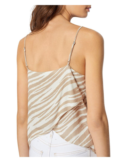 HABITUAL Womens Beige Adjustable Camisole Pullover Curved Hem Animal Print Spaghetti Strap V Neck Tank Top XS