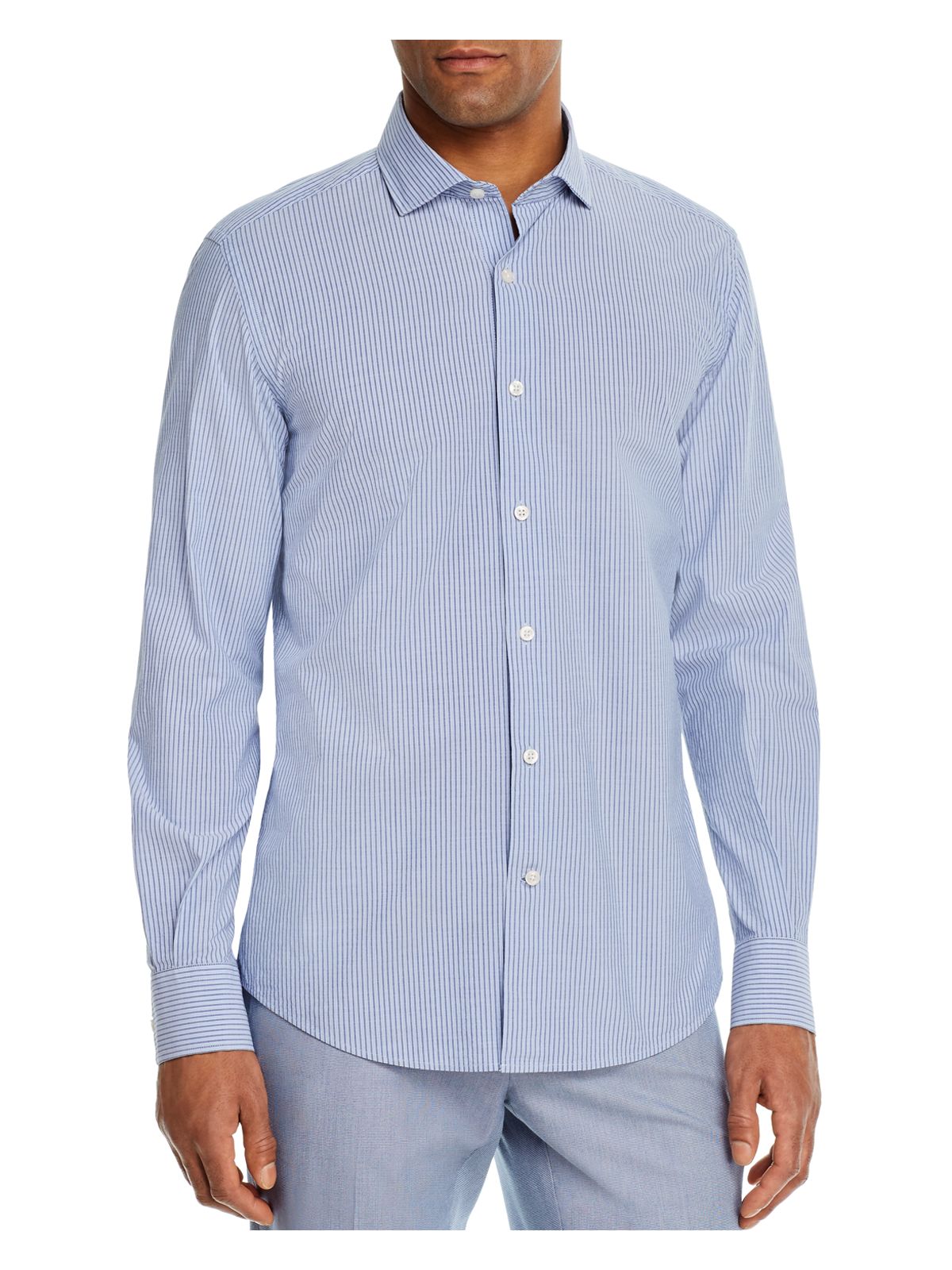 DYLAN GRAY Mens Light Blue Striped Button Down Casual Shirt M