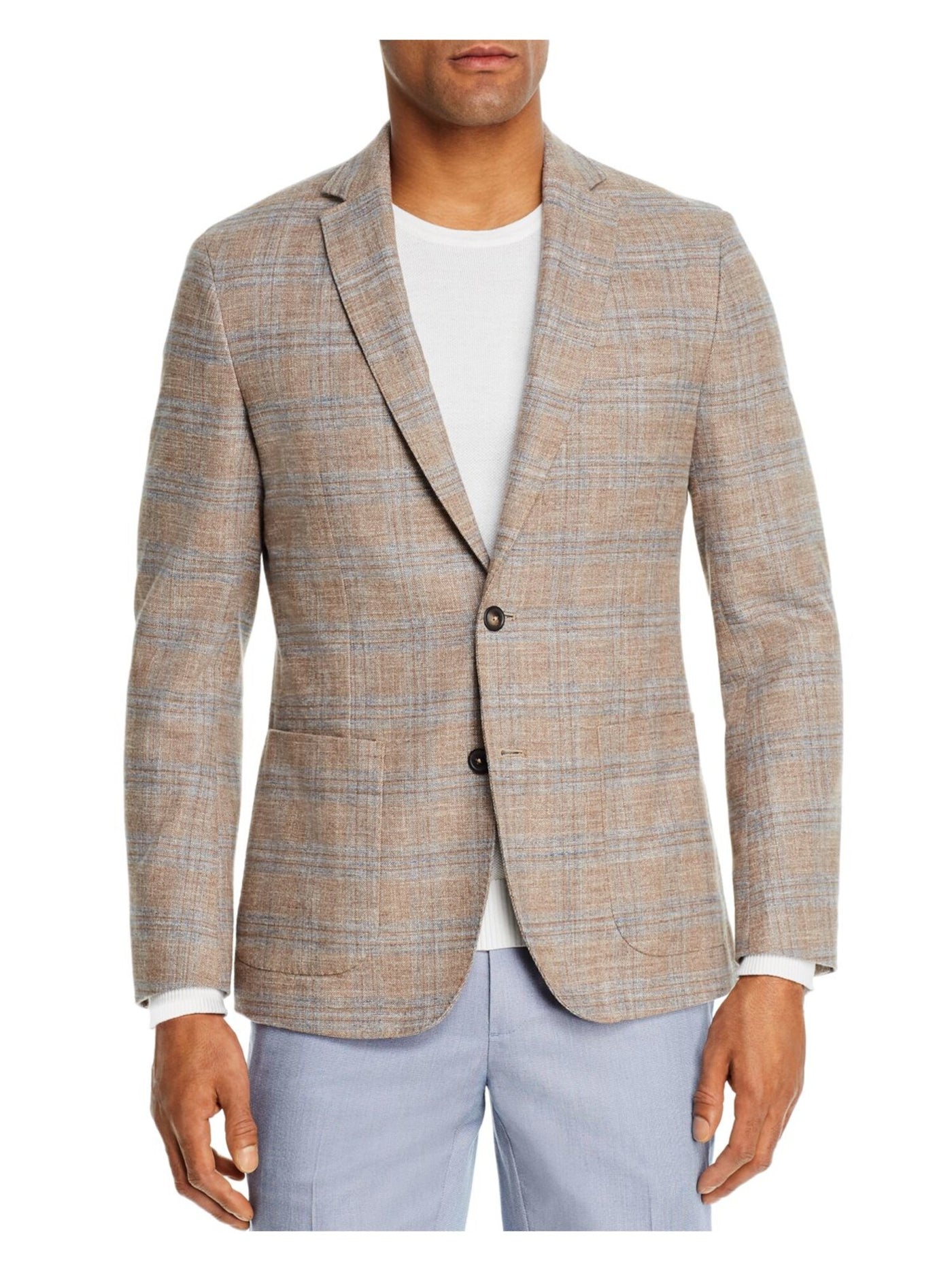 DYLAN GRAY Mens Beige Windowpane Plaid Classic Fit Blazer 40R