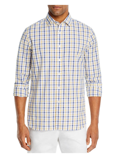 The Mens store Mens Yellow Tartan Plaid Classic Fit Button Down Casual Shirt L