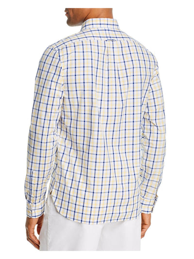 The Mens store Mens Yellow Tartan Plaid Classic Fit Button Down Casual Shirt L