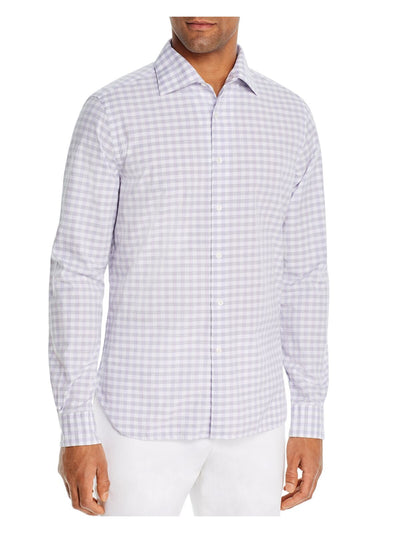 The Mens store Mens Purple Gingham Classic Fit Button Down Casual Shirt L