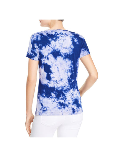 DOLAN Womens Navy Stretch Tie Dye Short Sleeve Crew Neck T-Shirt XS